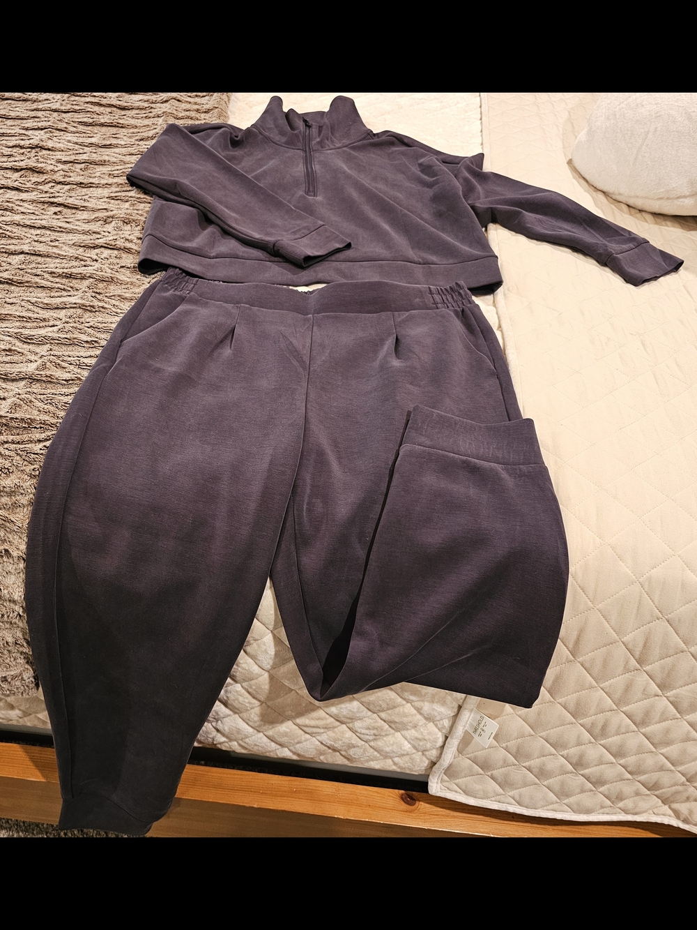 Avia Women's Match Set Joggers and Half-Zip Top - Dark Gray (Almost Black)